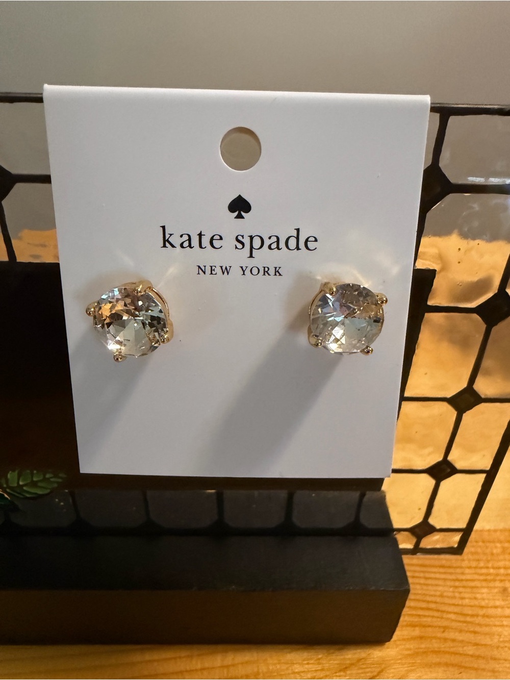kate spade Gold-Tone Clear Faceted Crystal Stud Earrings